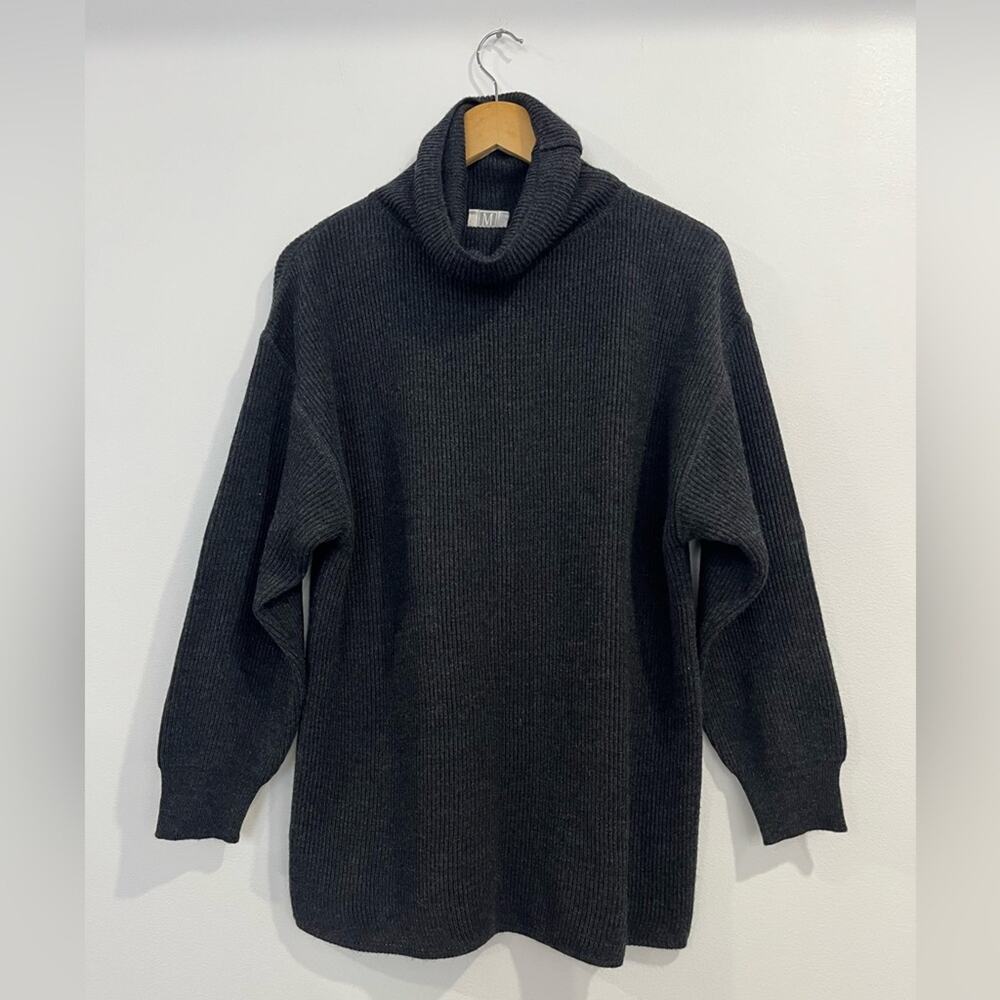 Madeleine Vintage Gray Wool Turtleneck Sweater S Italy Cozycore Minimalist